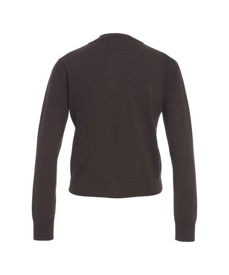 Kaos Round Neck Brown Cardigan