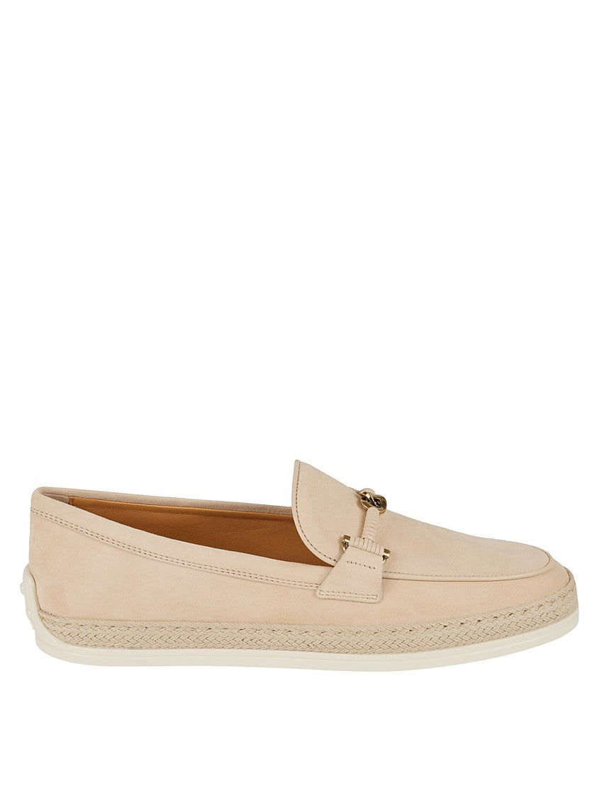 Tod's Beige Moccasins With Double T Ring