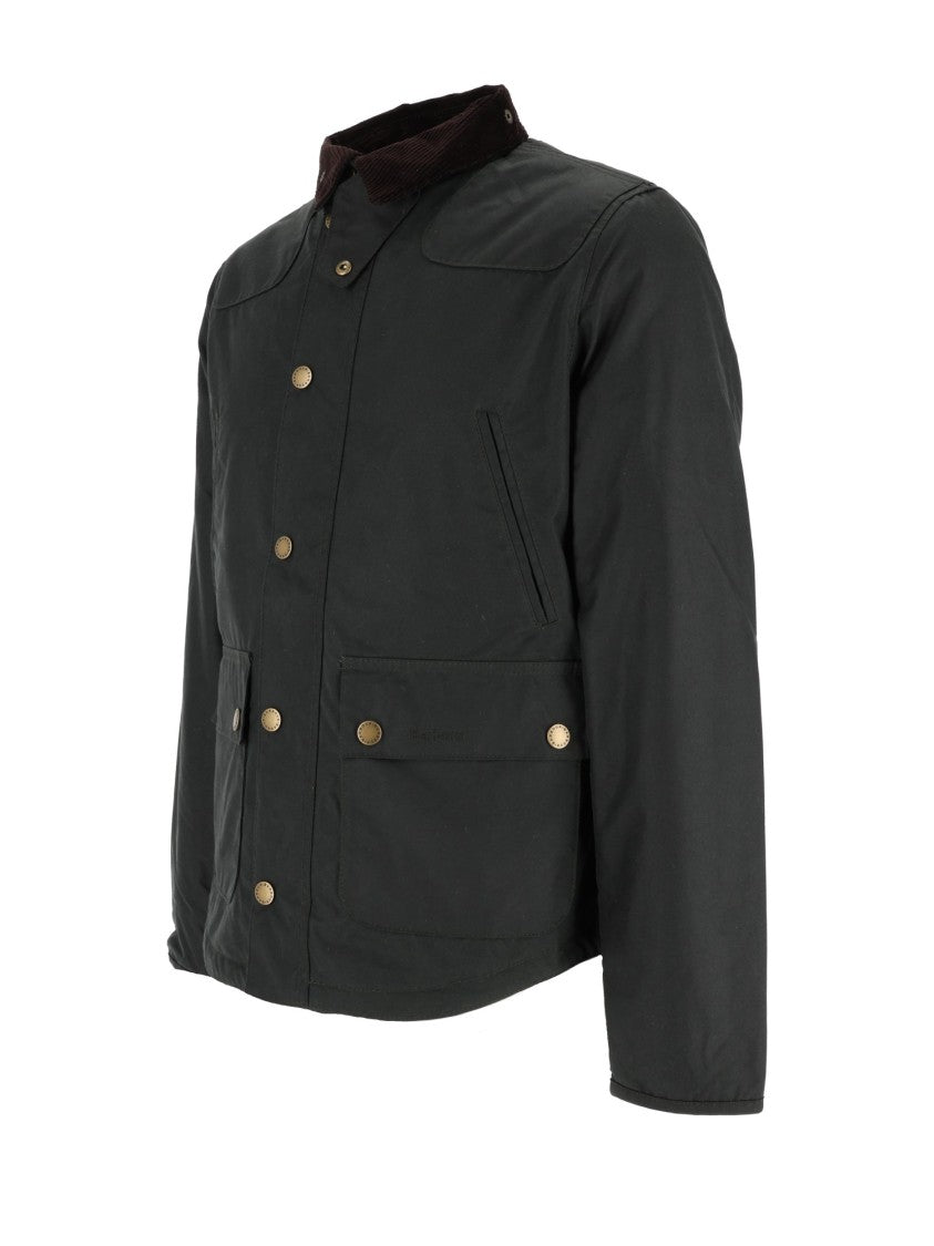 Barbour Structured Waxed Cotton Jacket With Corduroy Collar