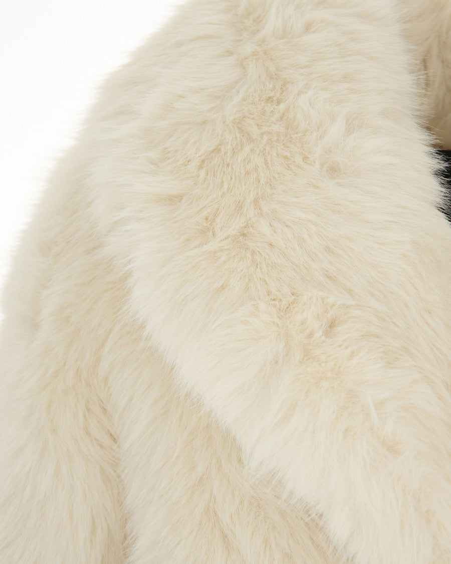 Liu Jo Cream Faux Fur Coat