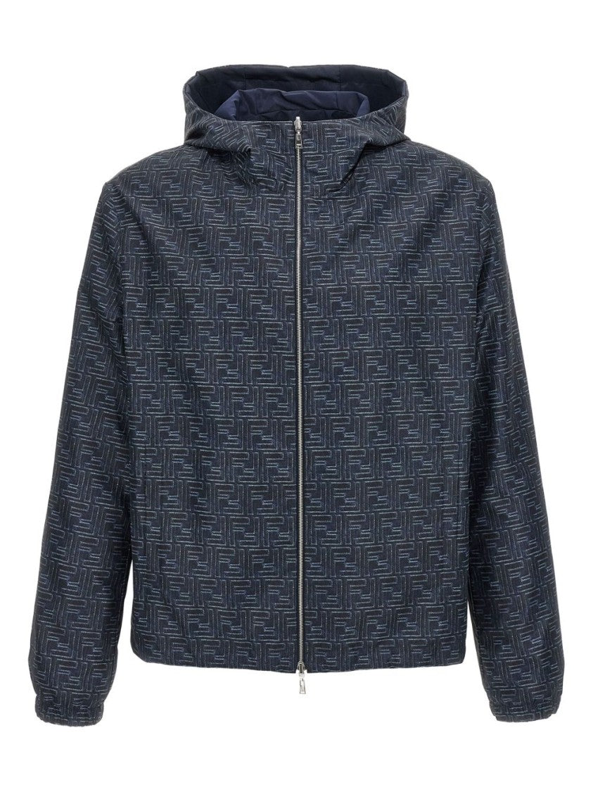 Fendi Structured Black Jacket With Front Zipper Closure