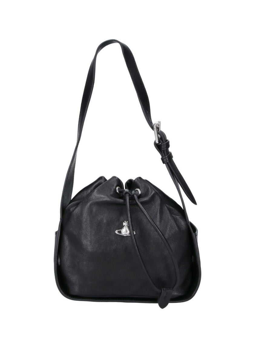 Vivienne Westwood Stacey Drawstring Orb Leather Bucket Bag