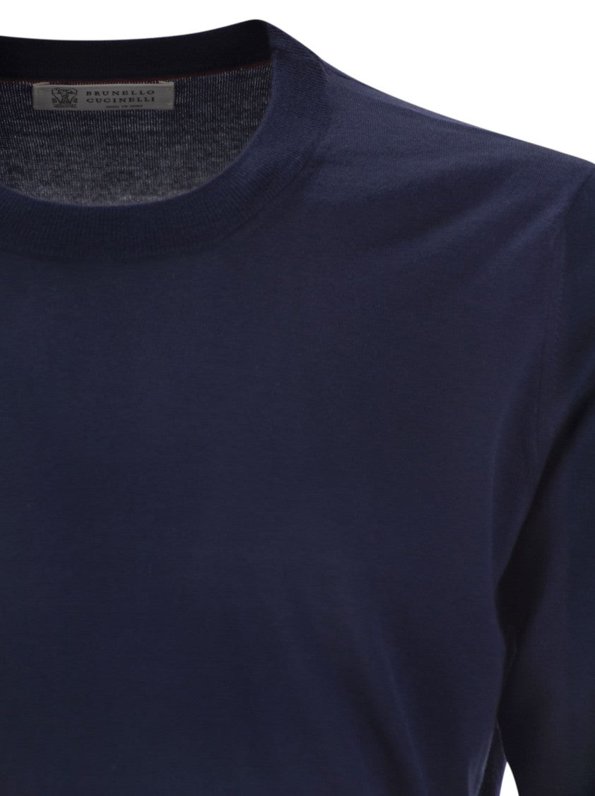 Brunello Cucinelli Lightweight Cotton Sweater With Ribbed Details