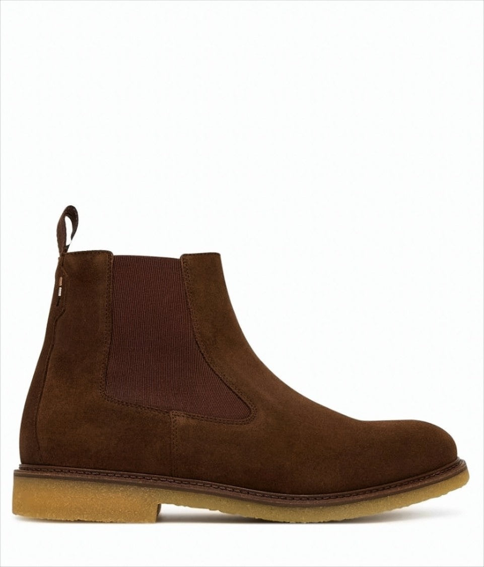 Boss Brown Suede Ankle Boots With Flexible Design