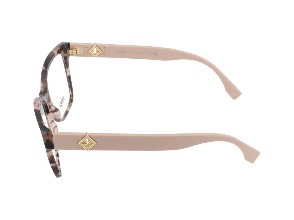 Maison Fendi Oversized Tortoiseshell Geometric Emblem Eyeglasses
