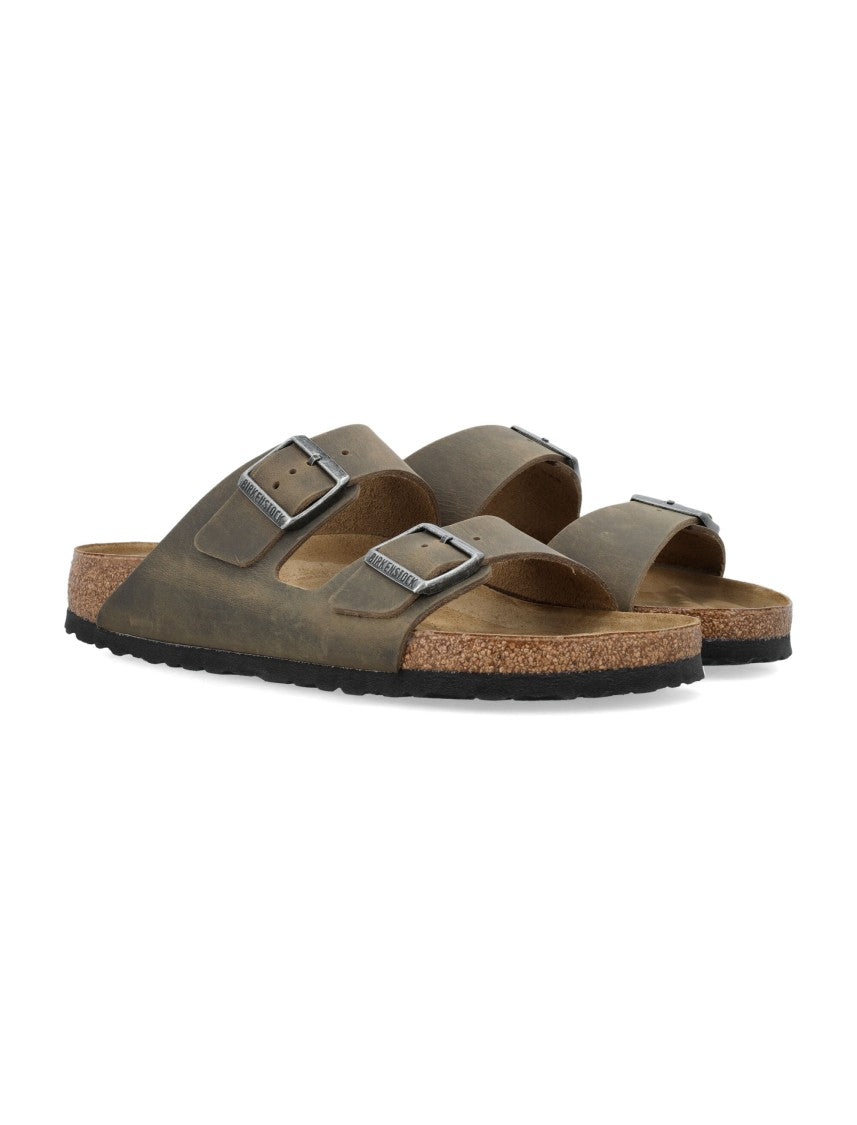Birkenstock Arizona Oiled Leather Sandals Faded Khaki