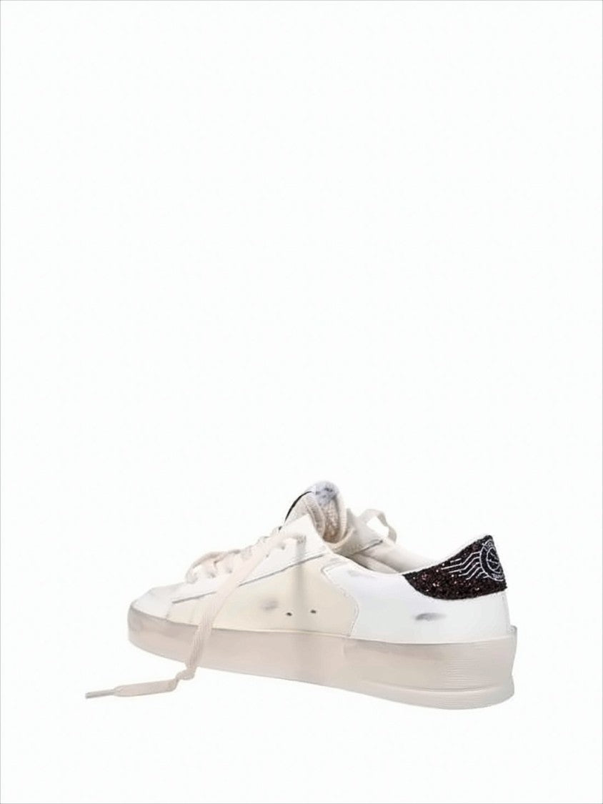 Golden Goose Distressed Nappa Leather Low-Top Sneakers With Glitter Details