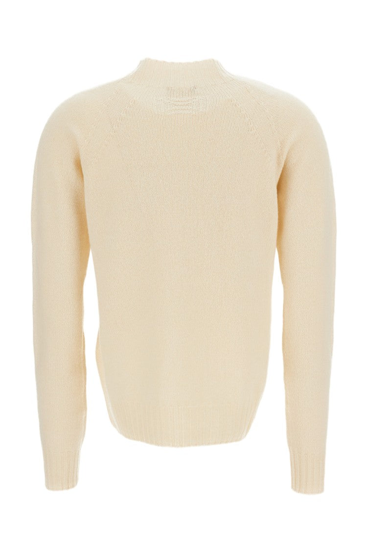 Drumohr Mock Neck Jersey-Knit Wool Pullover With Raglan Sleeves