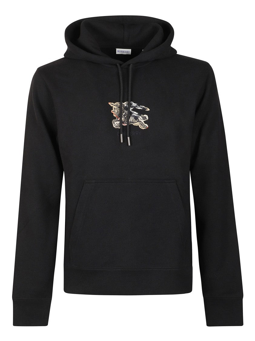 Burberry Classic Black Hoodie With Embroidered Emblem