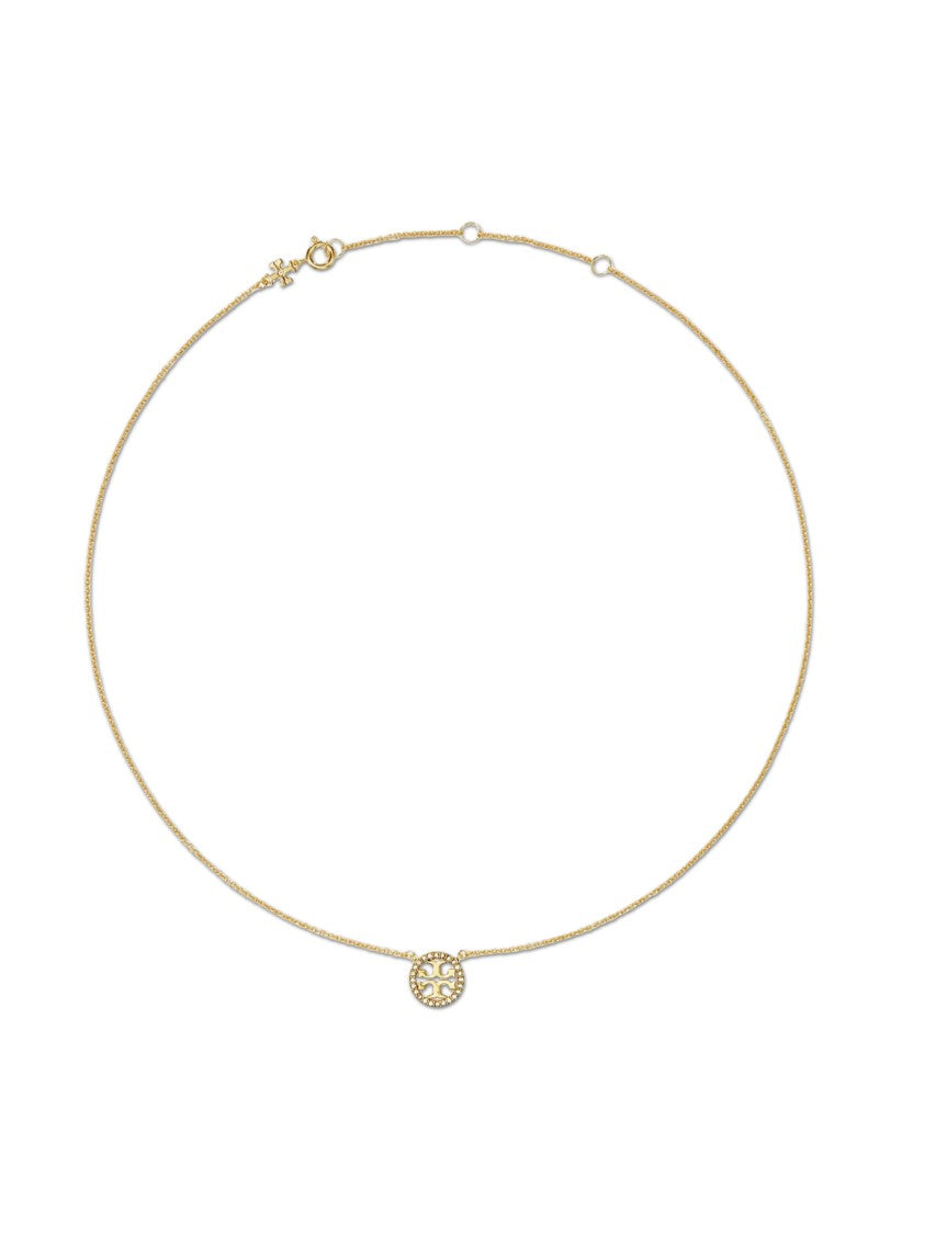 Tory Burch Gold Icon Pavé Crystal Cut-Out Pendant Necklace