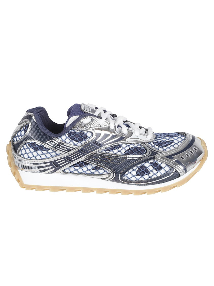 Bottega Veneta Dark Blue Silver Futuristic Sneakers