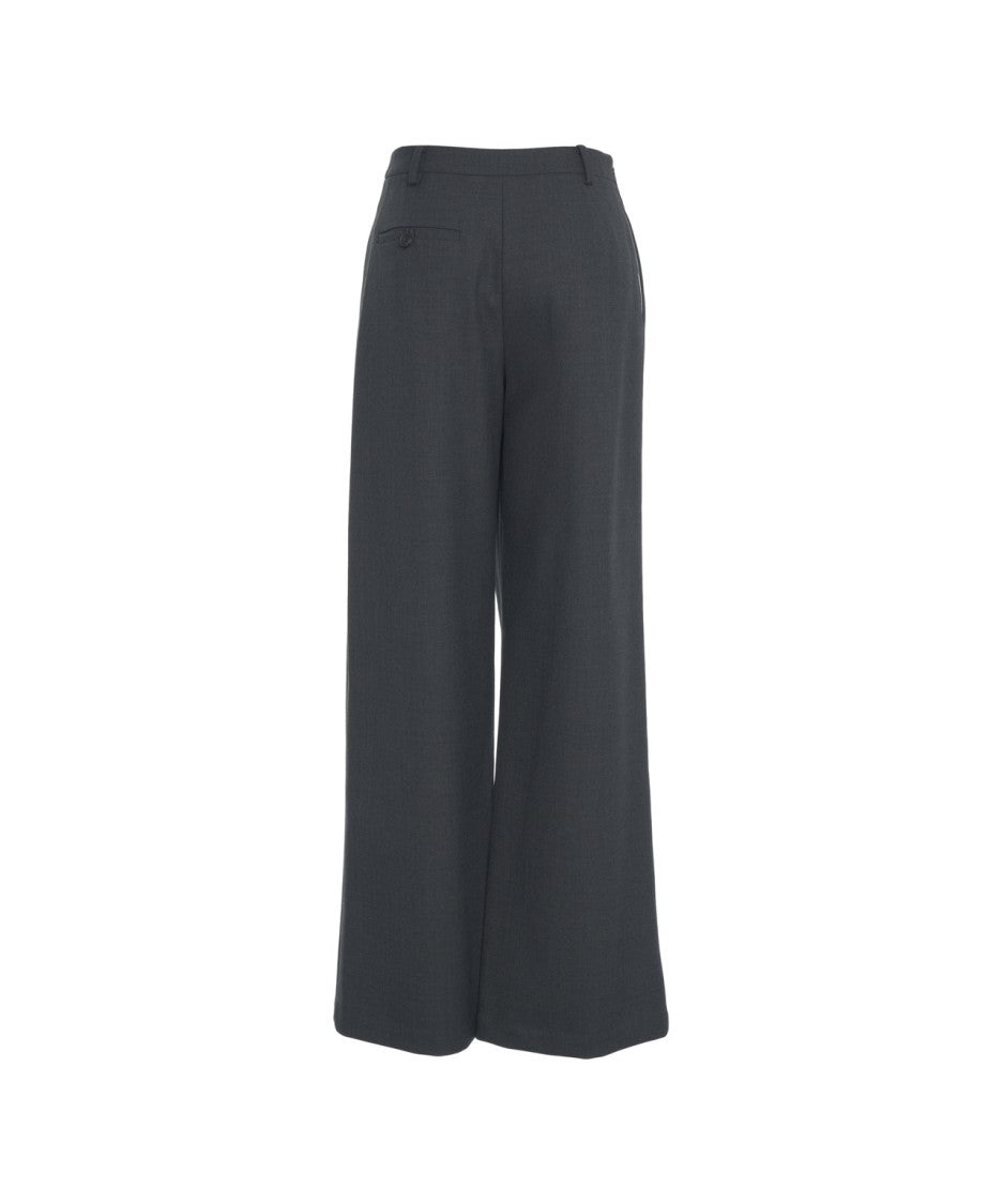 Viktoria Chan Pleated Wide-Leg Trousers With High Waist And Tailored Finish