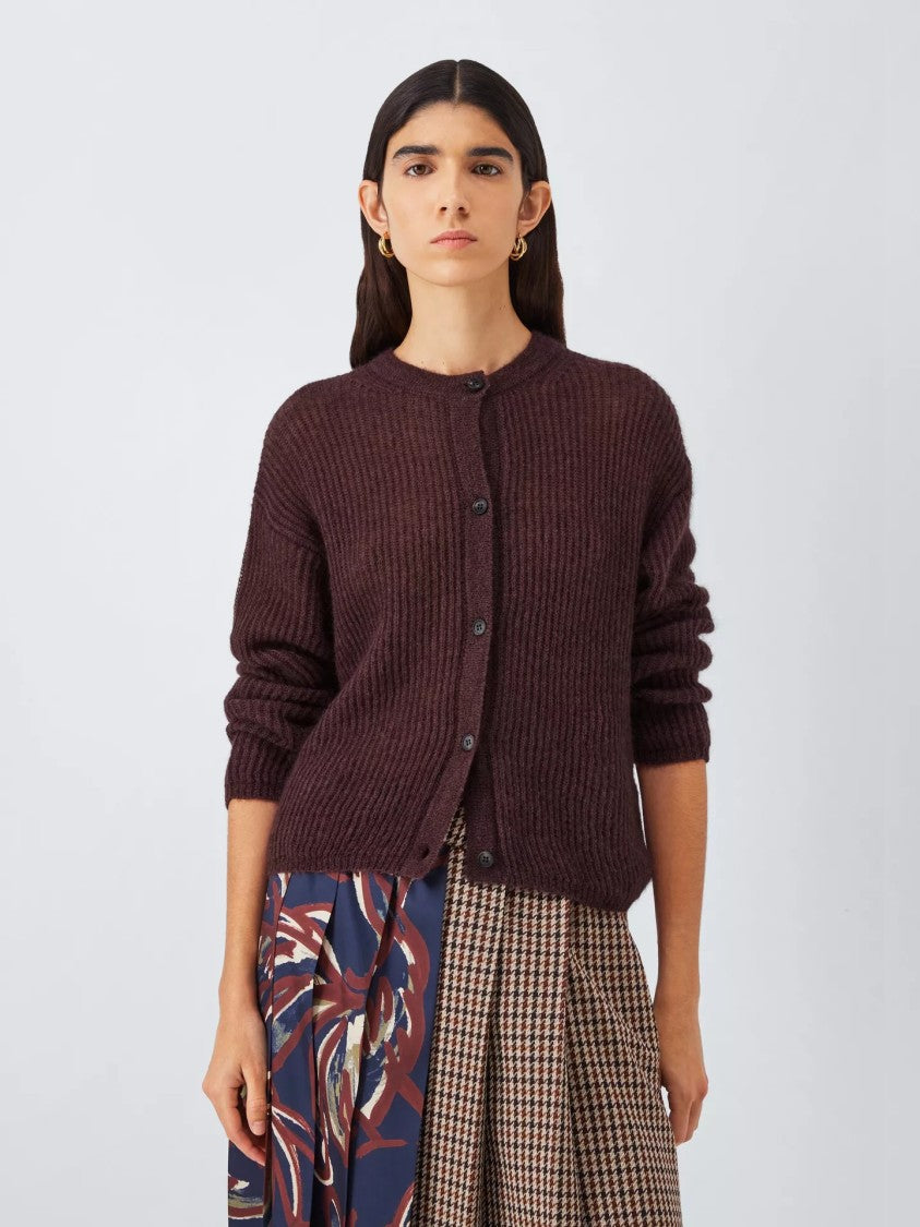 Max Mara Medium Length Burgundy Cardigan