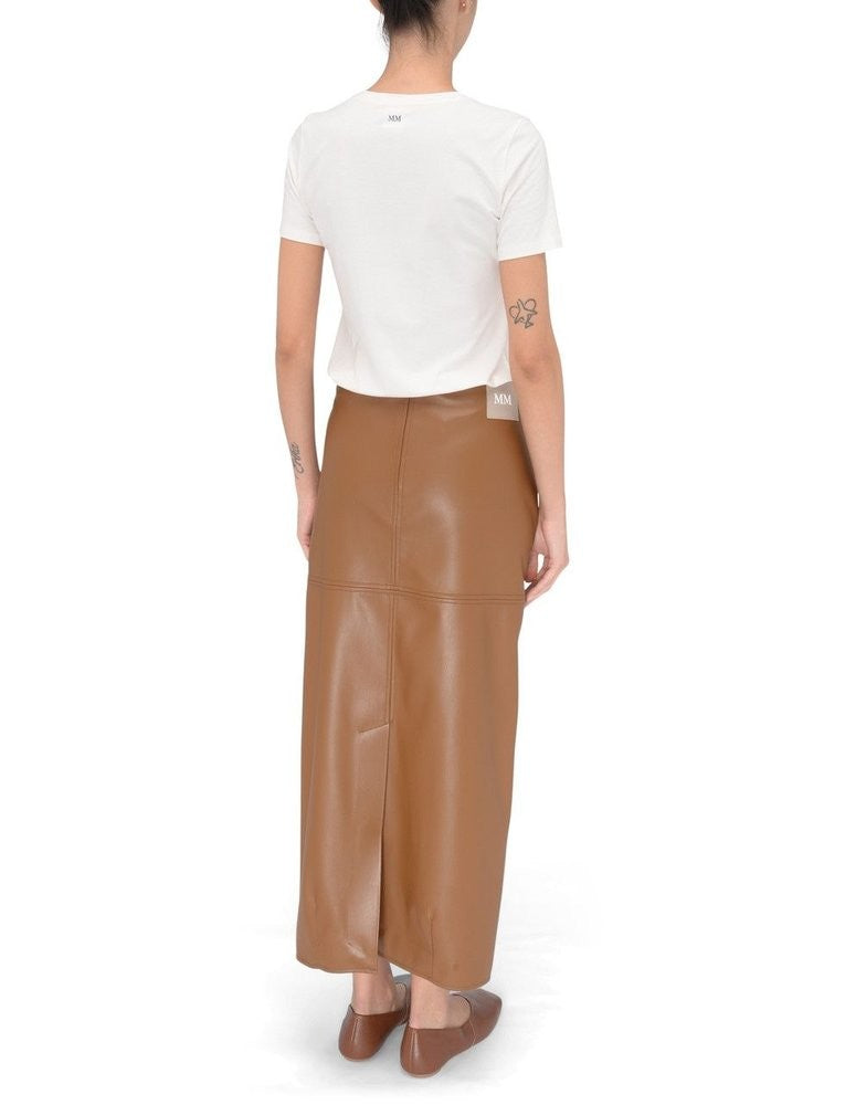 Max Mara Fabiana Midi Skirt In Smooth Brown Fabric