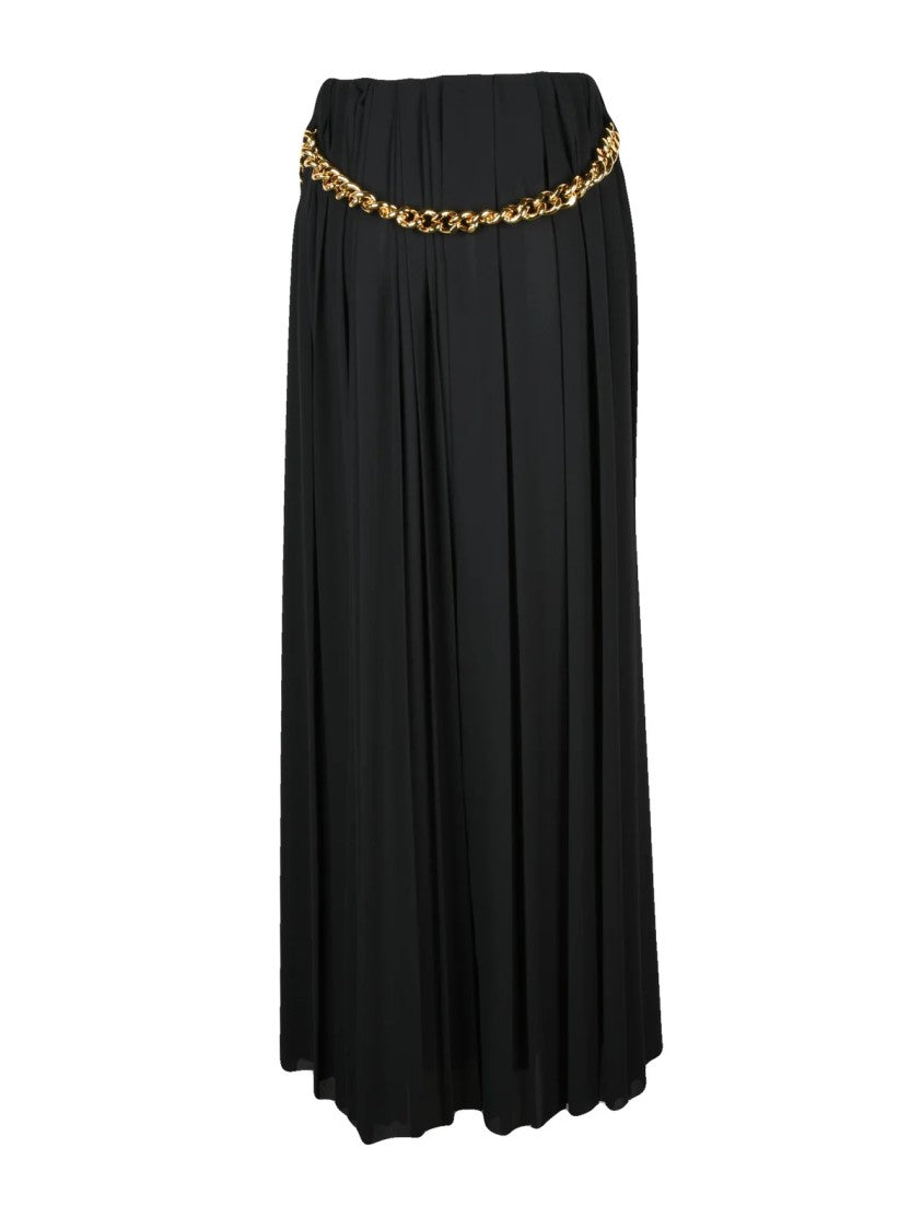 Balenciaga Long Voile Skirt With Vertical Pleats And Chain Detail
