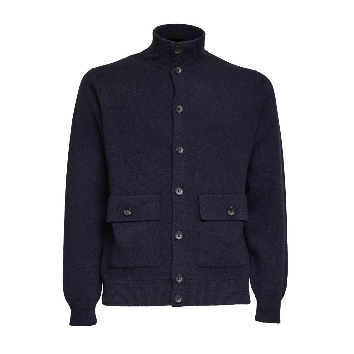 Filippo De Laurentiis High Collar Button-Closure Cardigan With Flap Pockets