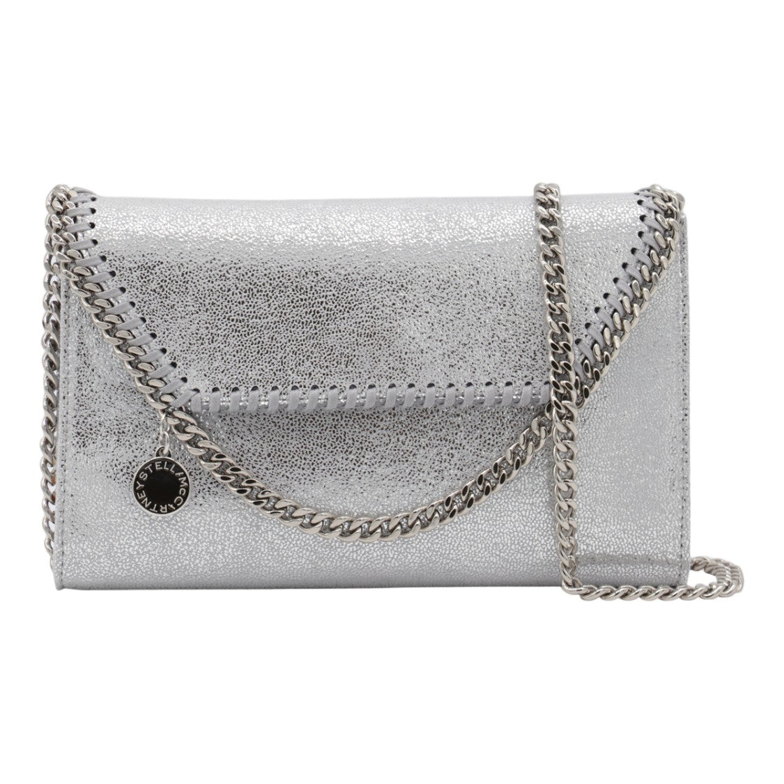 Stella Mccartney Elegant Silver Rectangular Bag With Whipstitch Detail