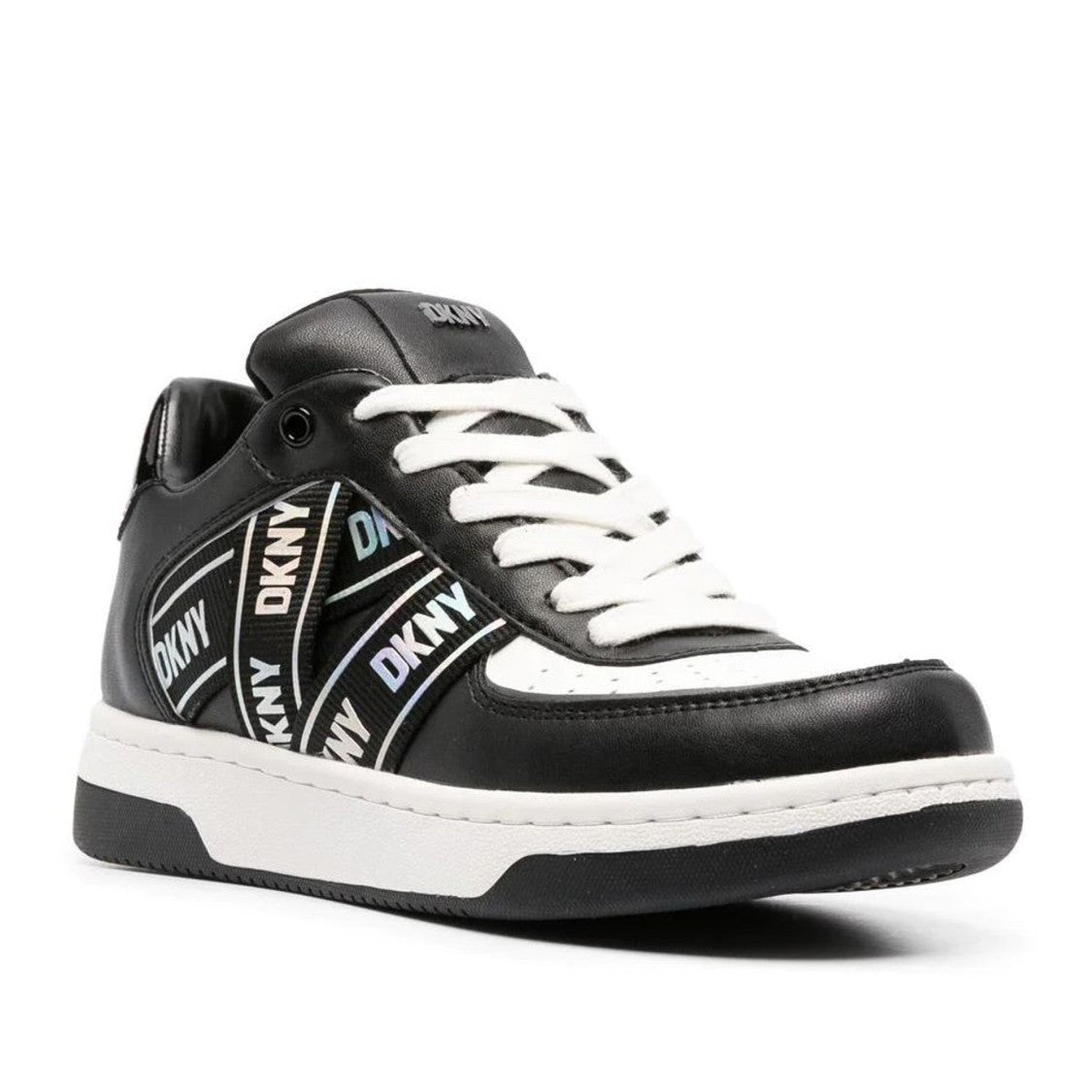 Dkny Olicia White Elevated Glossy Accent Sneakers