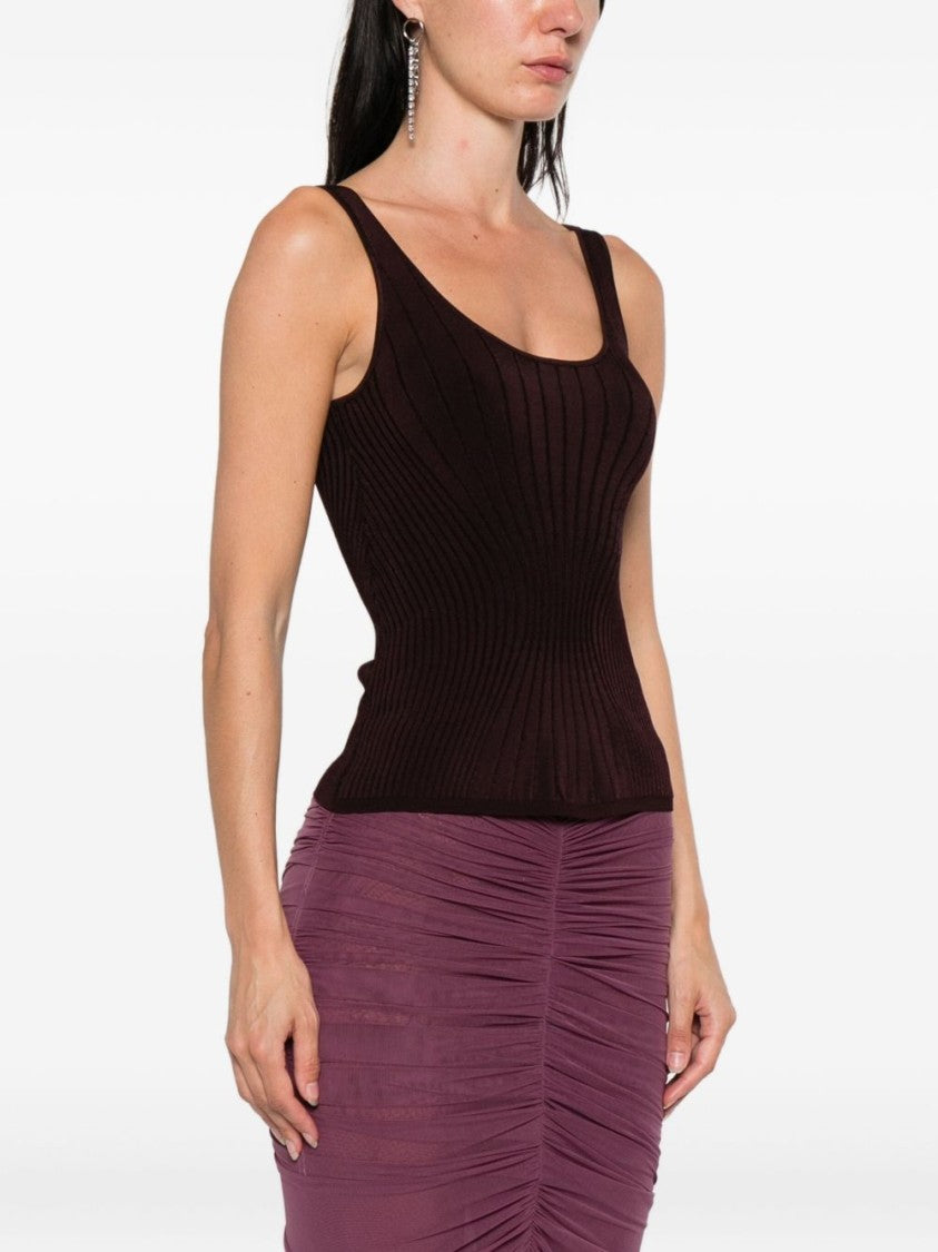 Mugler Ribbed Purple Tank Top
