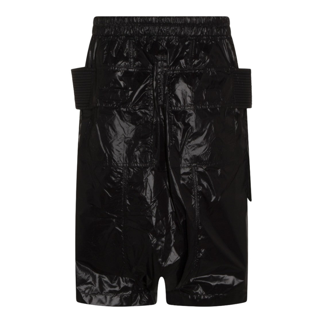 Drkshdw By Rick Owens Glossy Black Shorts With Crinkled Texture