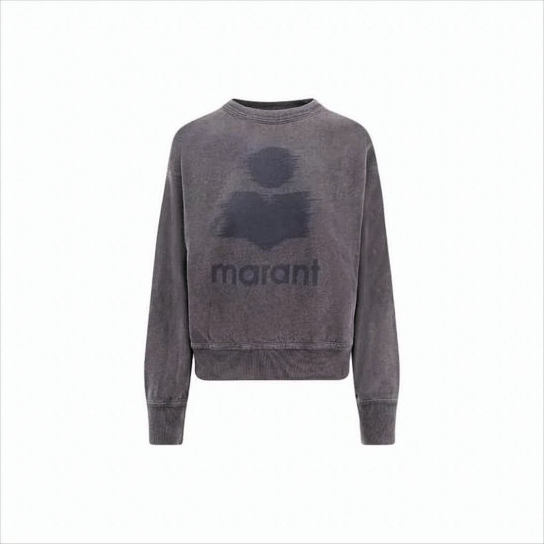 Isabel Marant Washed Charcoal Grey Long-Sleeved Sweatshirt With Subtle Logo