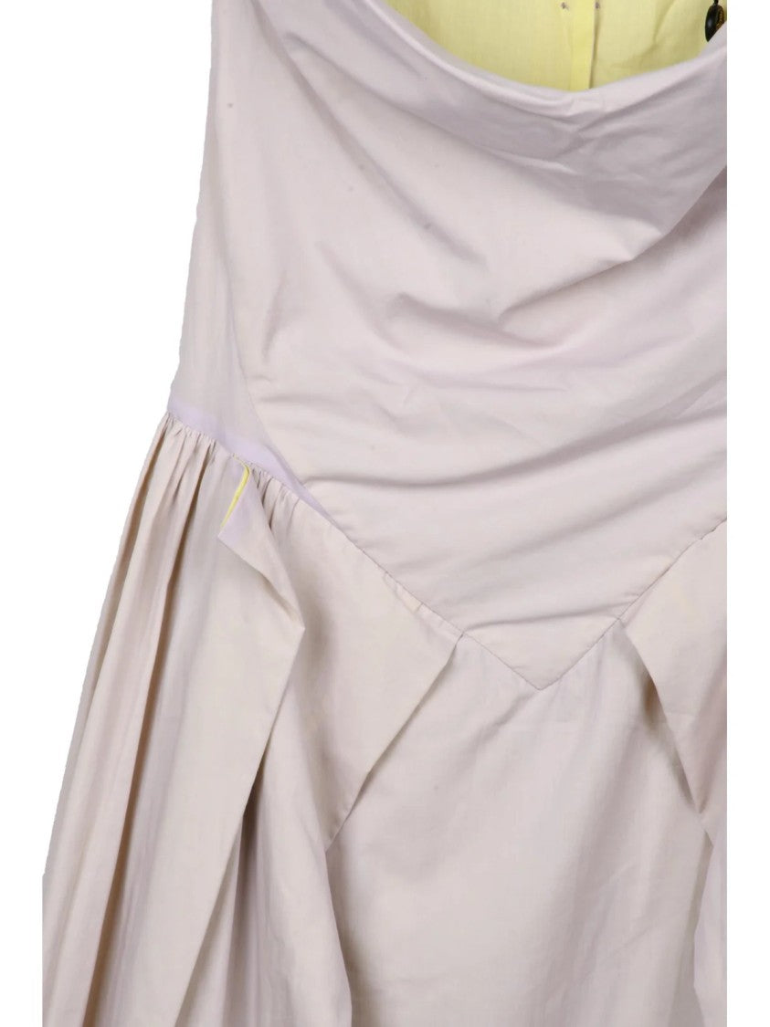 Vivienne Westwood Anglomania Draped Neckline Cotton Sunday Dress With Button Back Closure