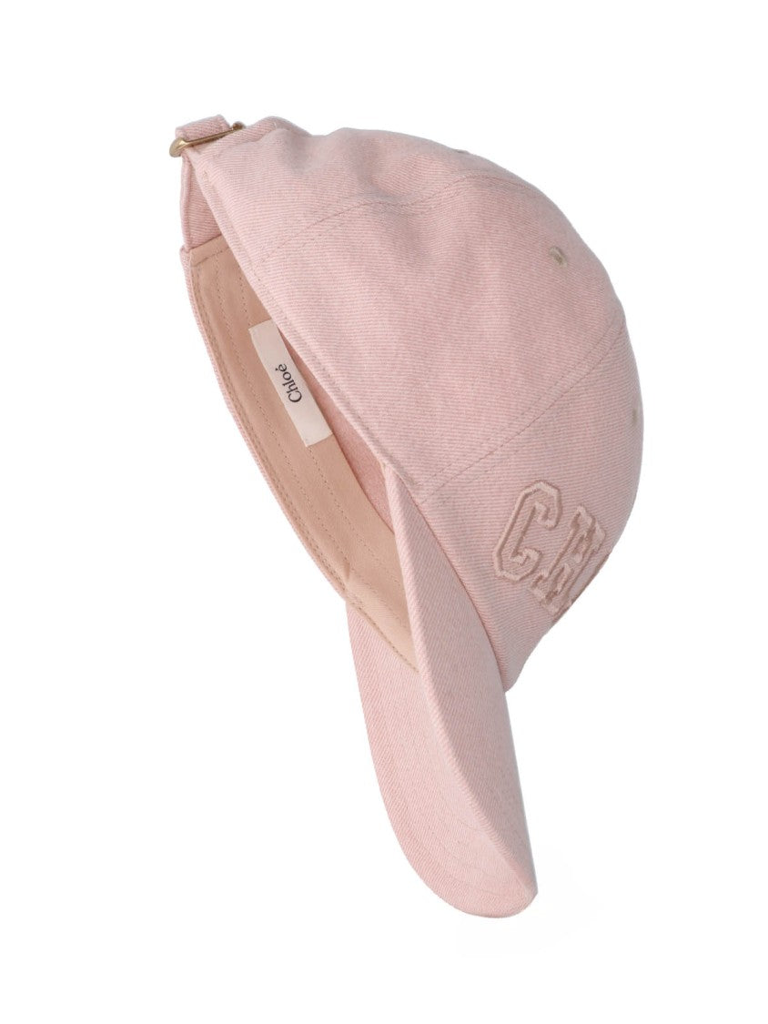 Chloé Soft Pink Baseball Cap With Curved Brim