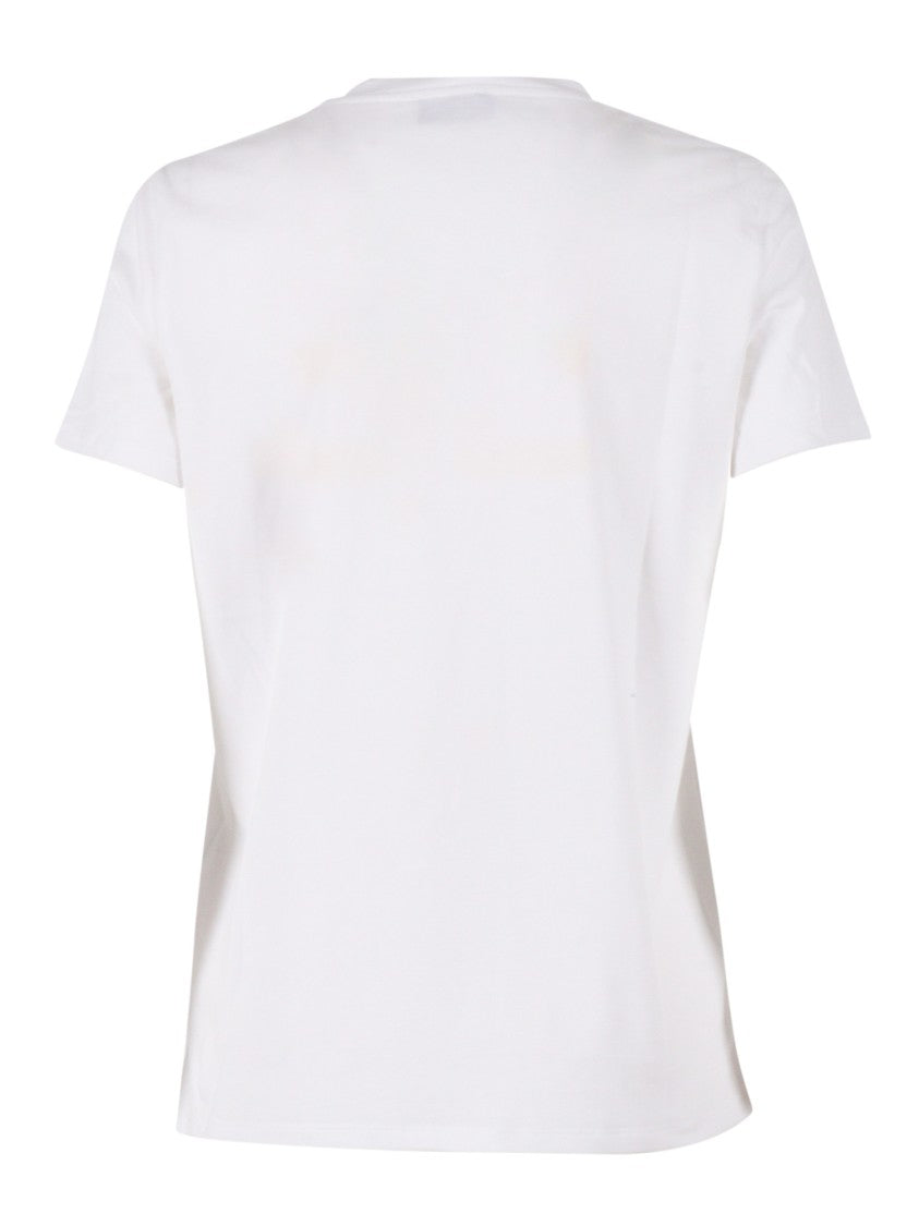 Elisabetta Franchi Embroidered Logo White Cotton T-Shirt
