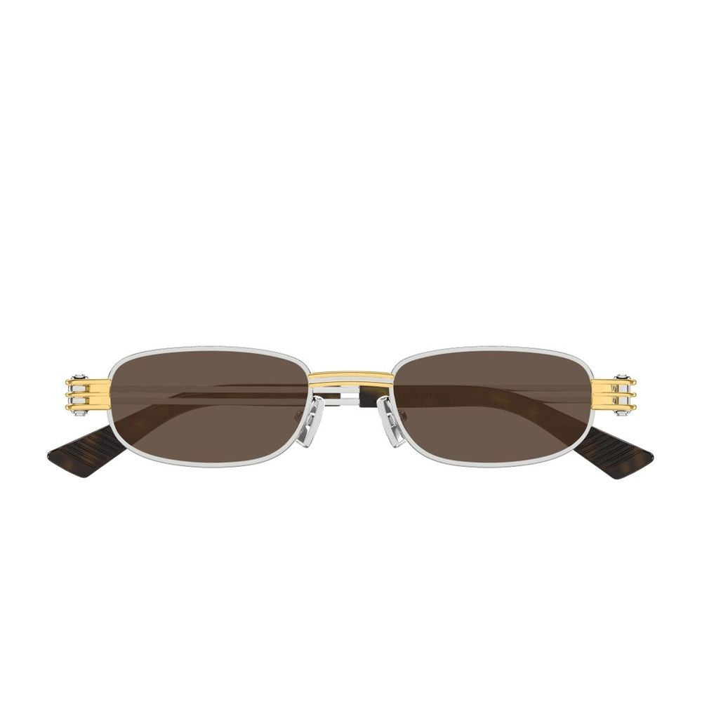 Bottega Veneta Bv1381s Linea Other 001 Silver Brown Bi-Color Metal Frame Sunglasses
