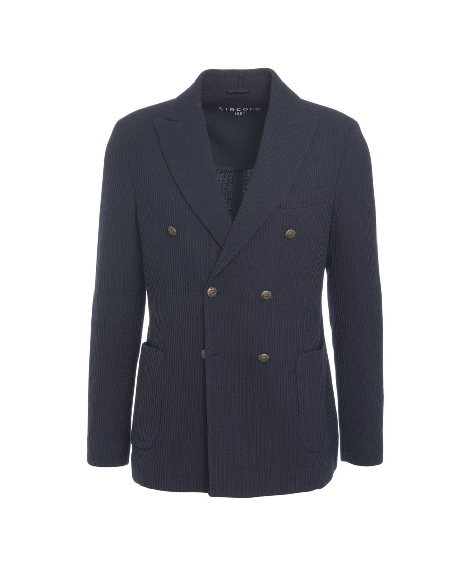 Circolo 1901 Double-Breasted Knit Blazer With Metallic Buttons