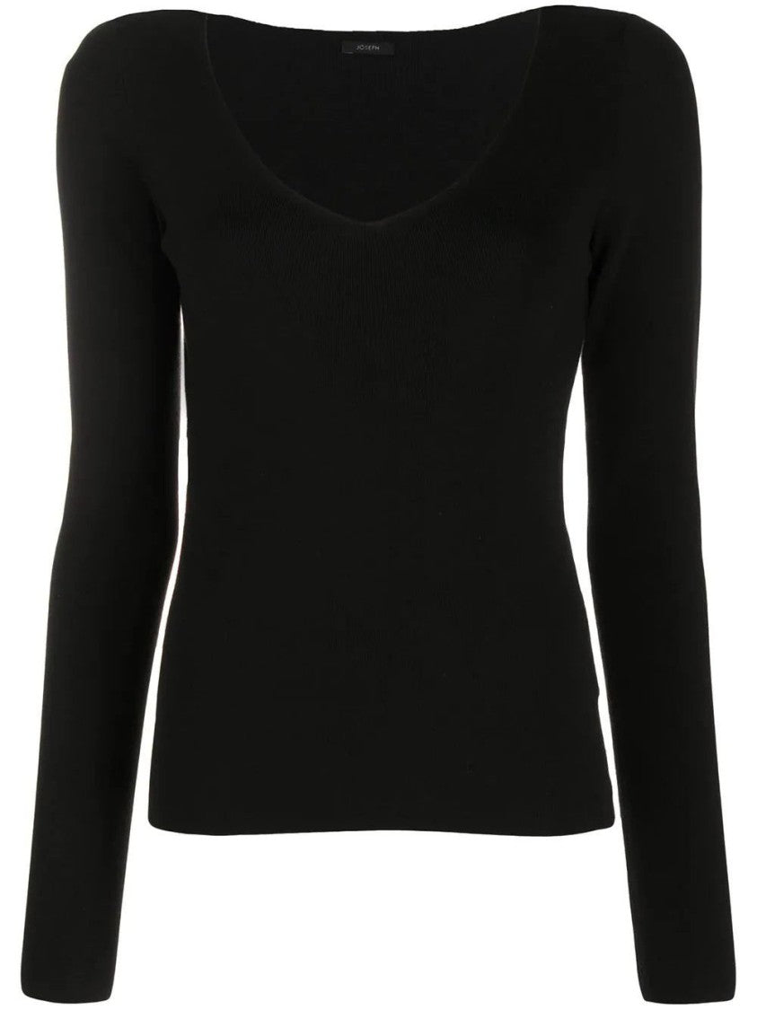 Joseph V-Neck Long Sleeve T-Shirt In Silk