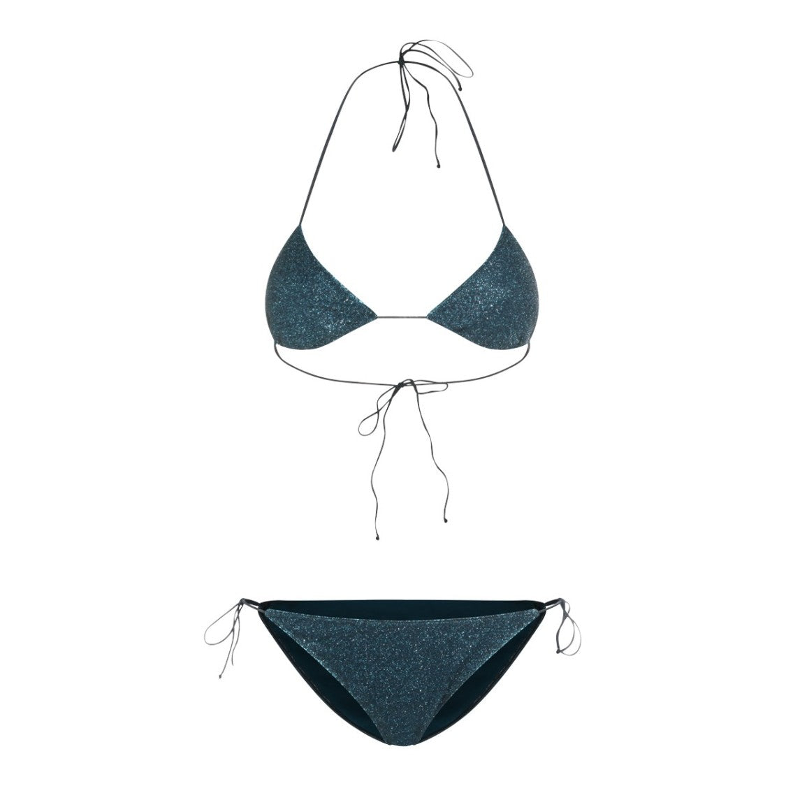 Oséree Shimmering Blue Triangle Bikini With Adjustable Straps