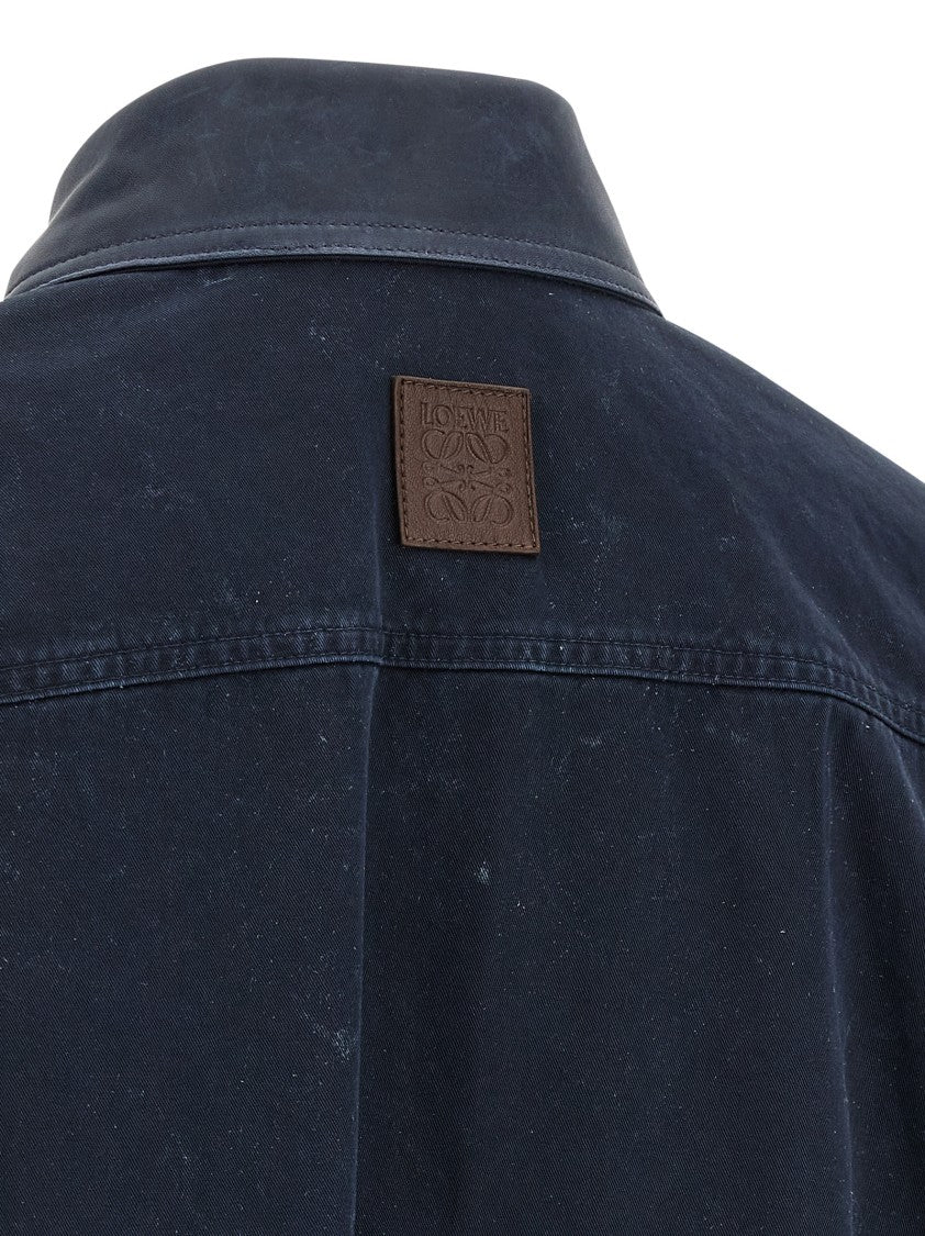 Loewe Vintage-Effect Lamb Nappa Leather Overshirt With Cotton Twill Back