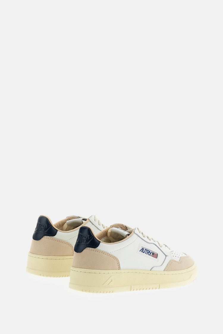 Autry Medalist Low Suede-Trim Leather Sneakers