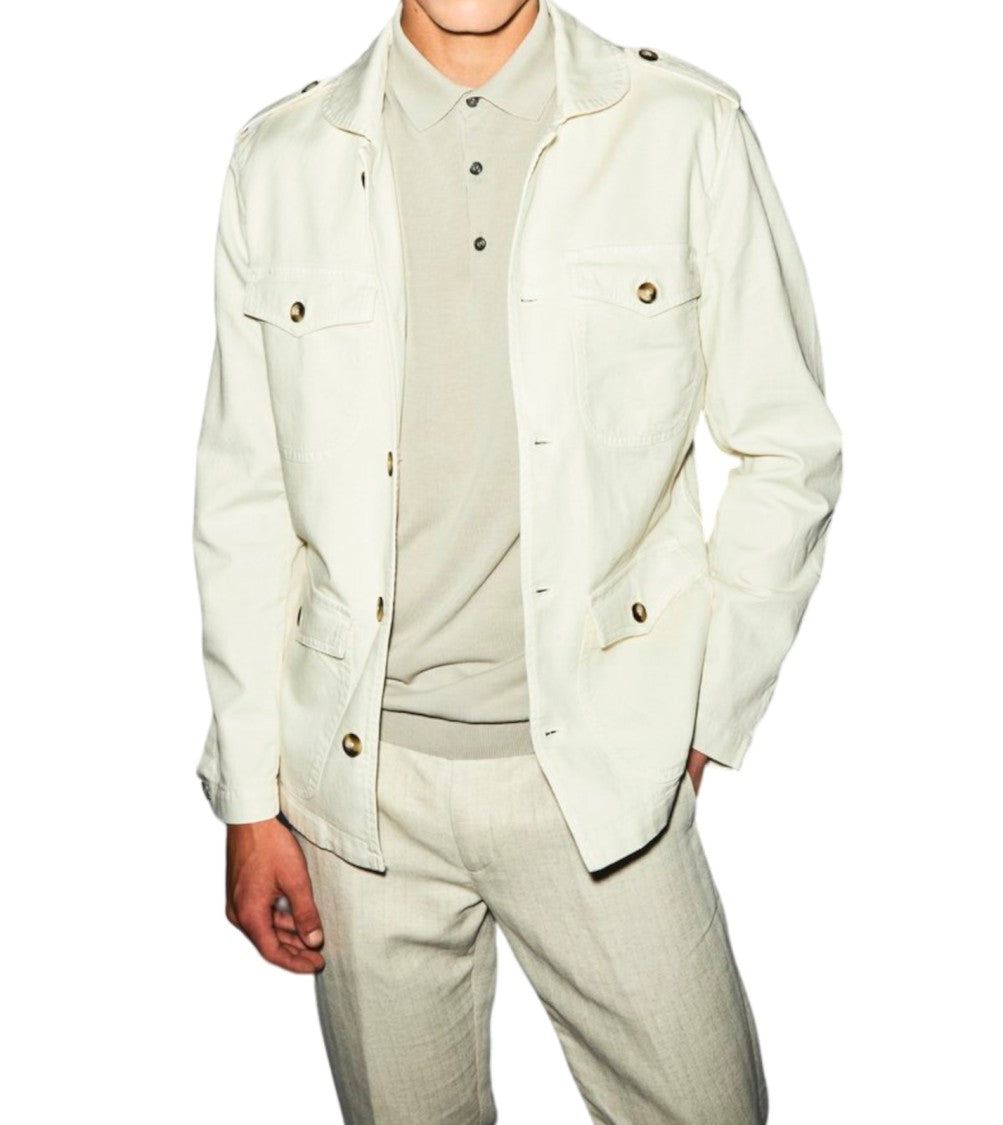 Re-Hash Structured Collar Light Beige Jacket