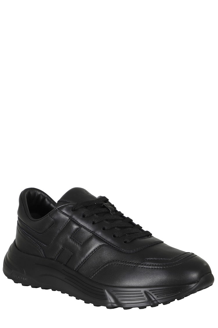 Hogan Black Hyperlight Smooth Leather Rubber Sole Leather Sneakers