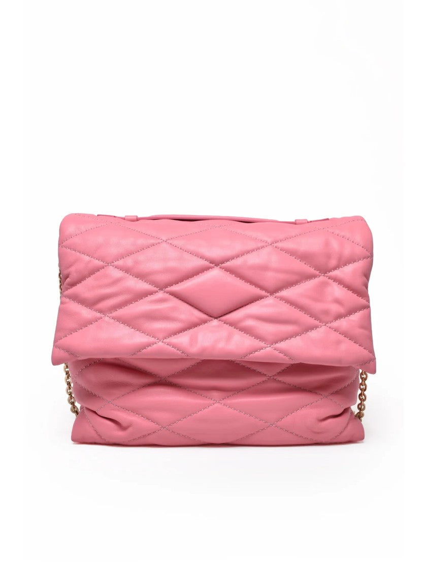 Gava Pink Leather Matelassé Shoulder Bag