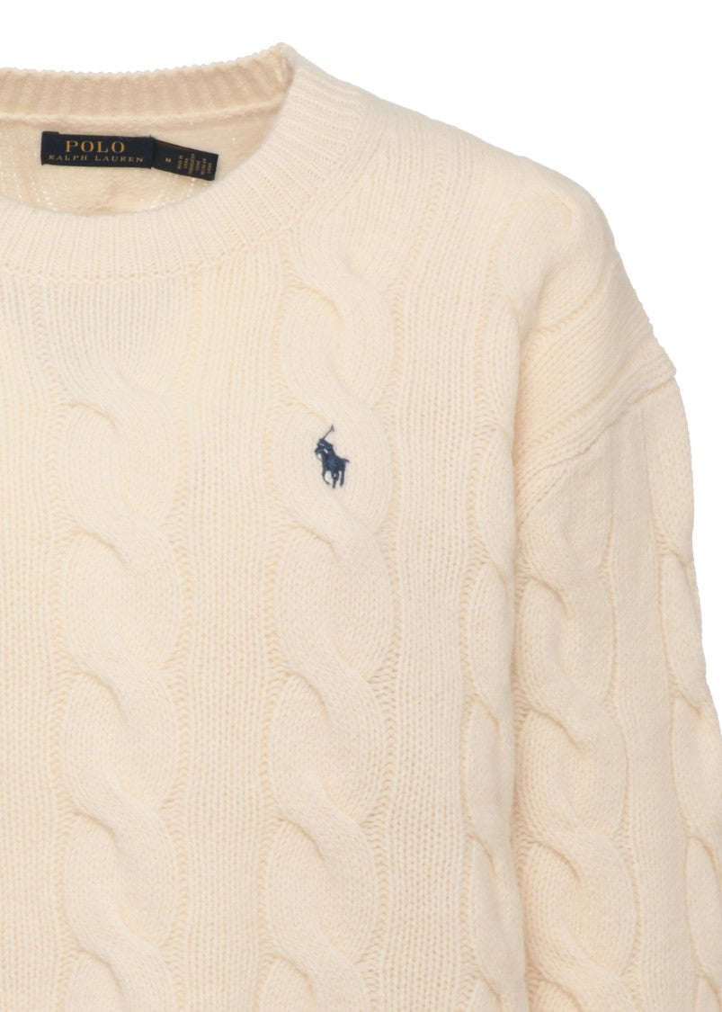 Polo Ralph Lauren Ivory Cable-Knit Wool-Blend Sweater