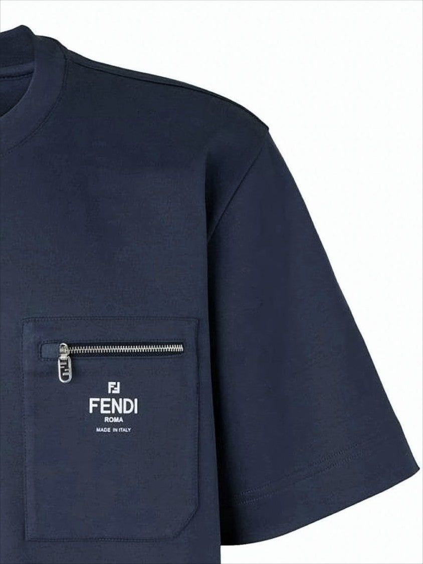 Fendi Short-Sleeved Crew Neck T-Shirt With Zippered Pocket