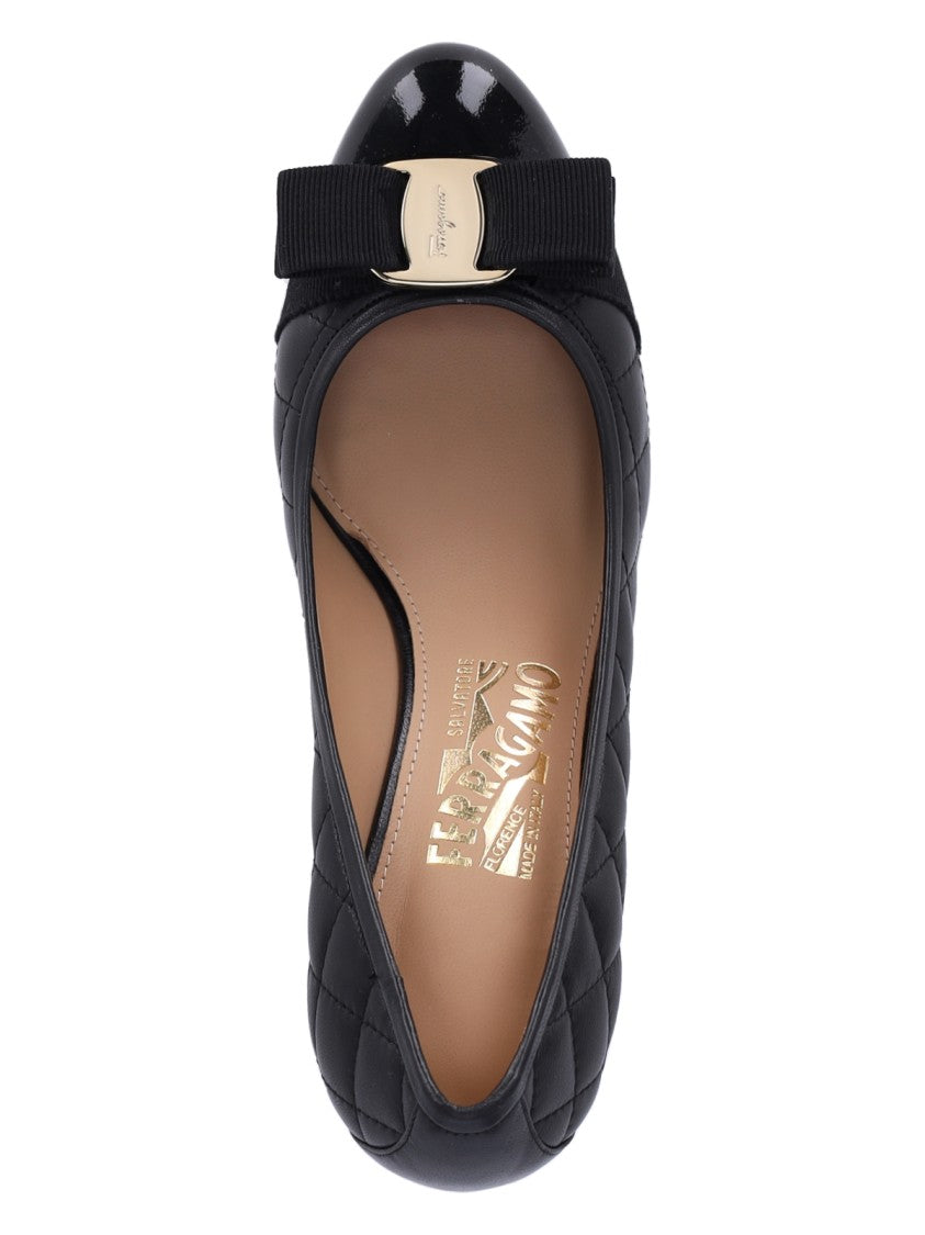 Ferragamo Quilted "Vara" Pumps – Black