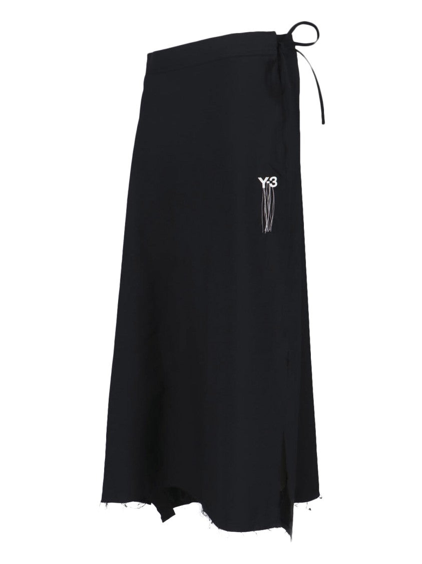Y-3 Midi Skirt In Black Recycled Fabric, Medium Waist