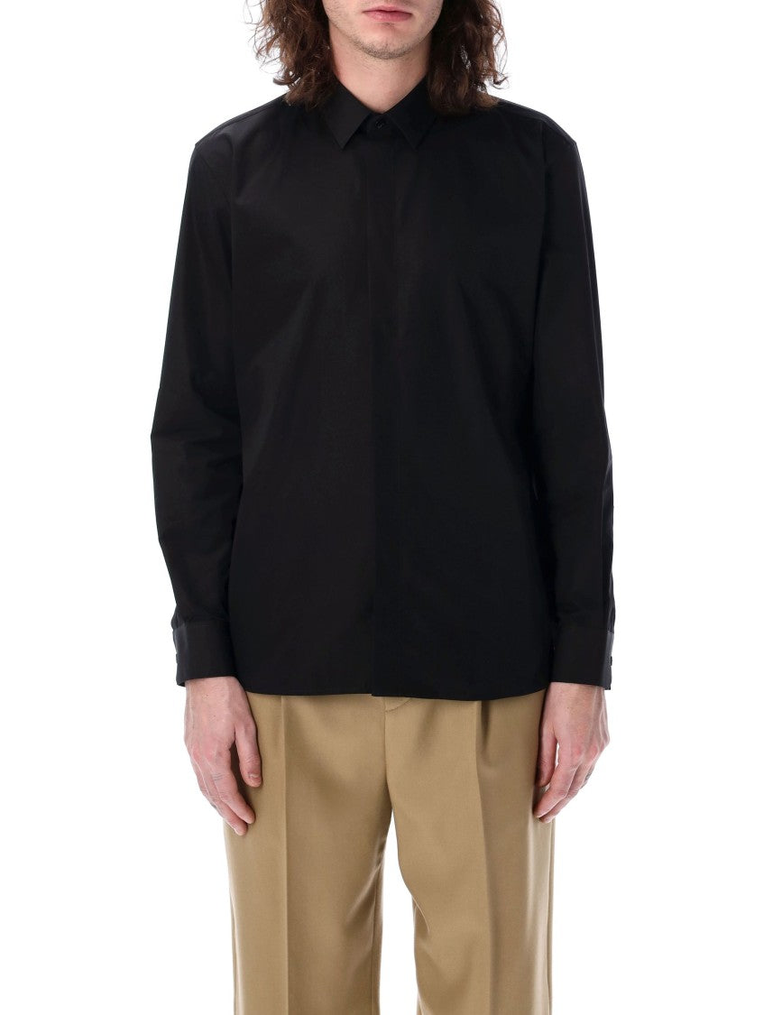 Saint Laurent Structured Black Poplin Shirt With Button-Down Collar