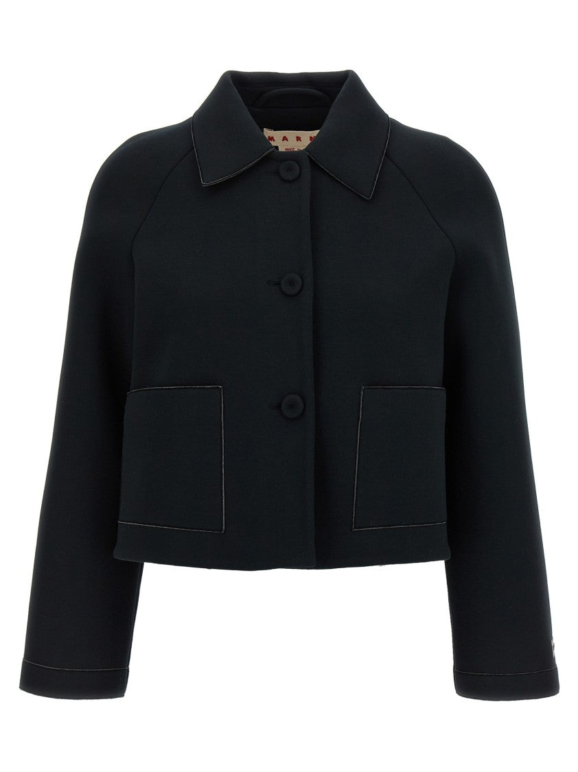 Marni Button-Front Jersey Jacket With Classic Collar