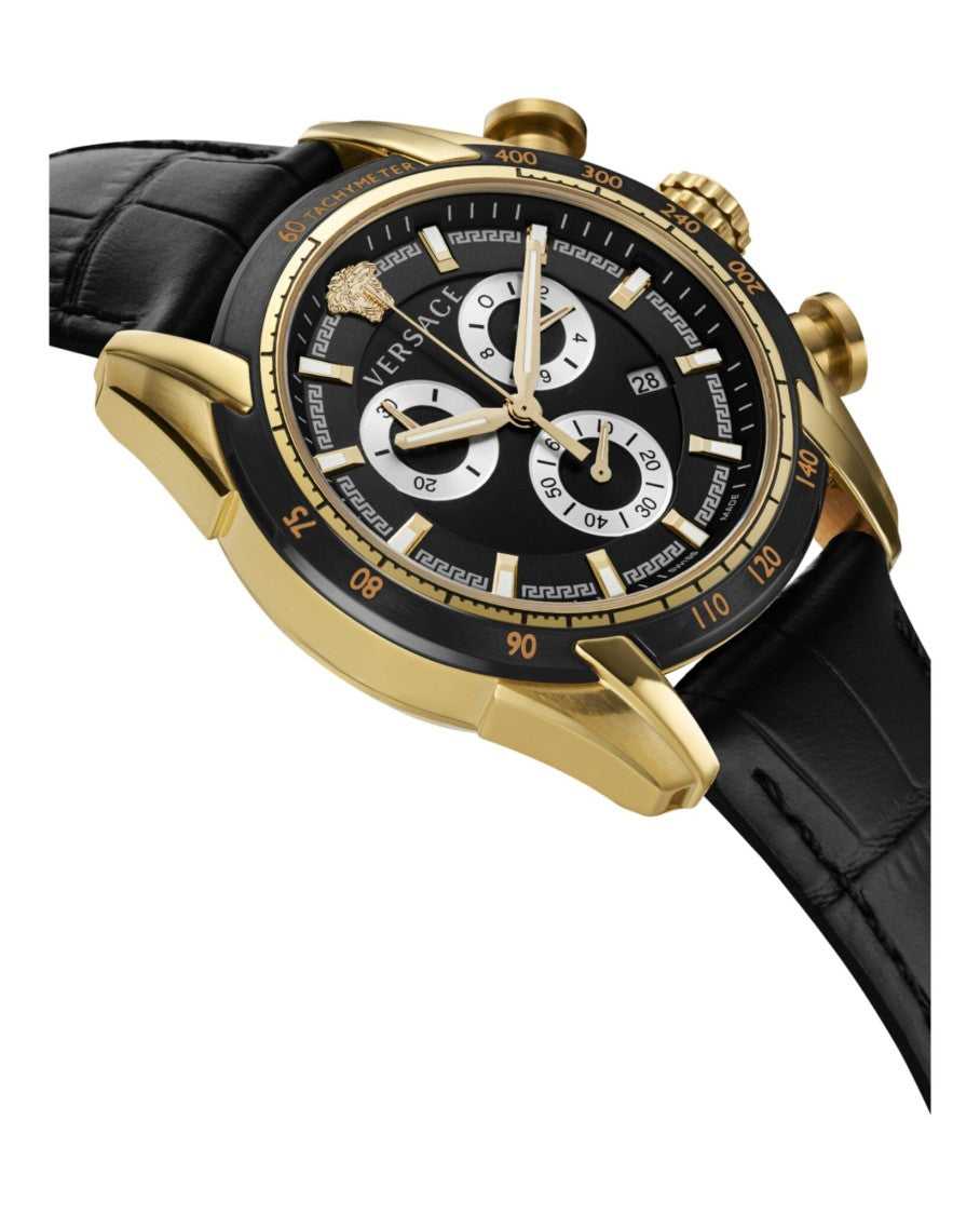 Versace Swiss Made Chronograph With Black Sunray Dial