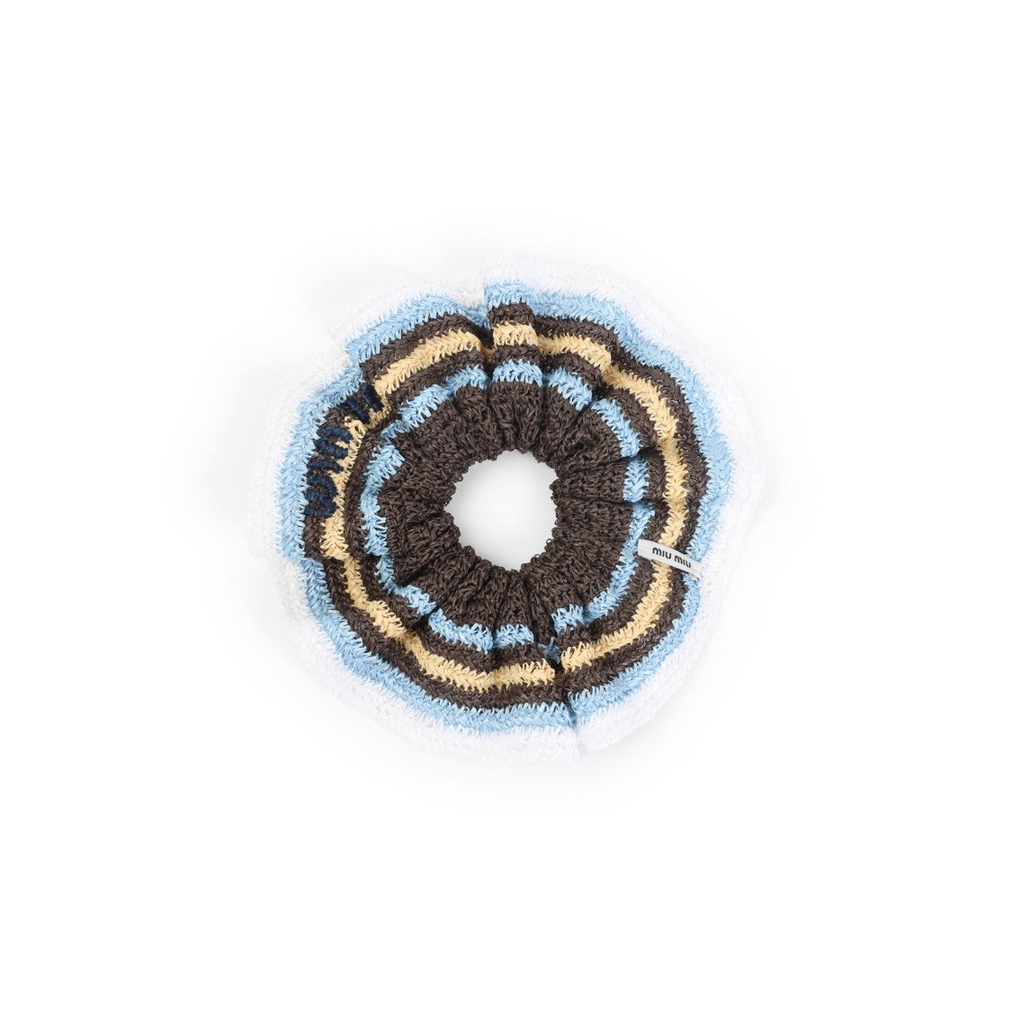 Miu Miu Brown And Light Blue Cotton Scrunchie