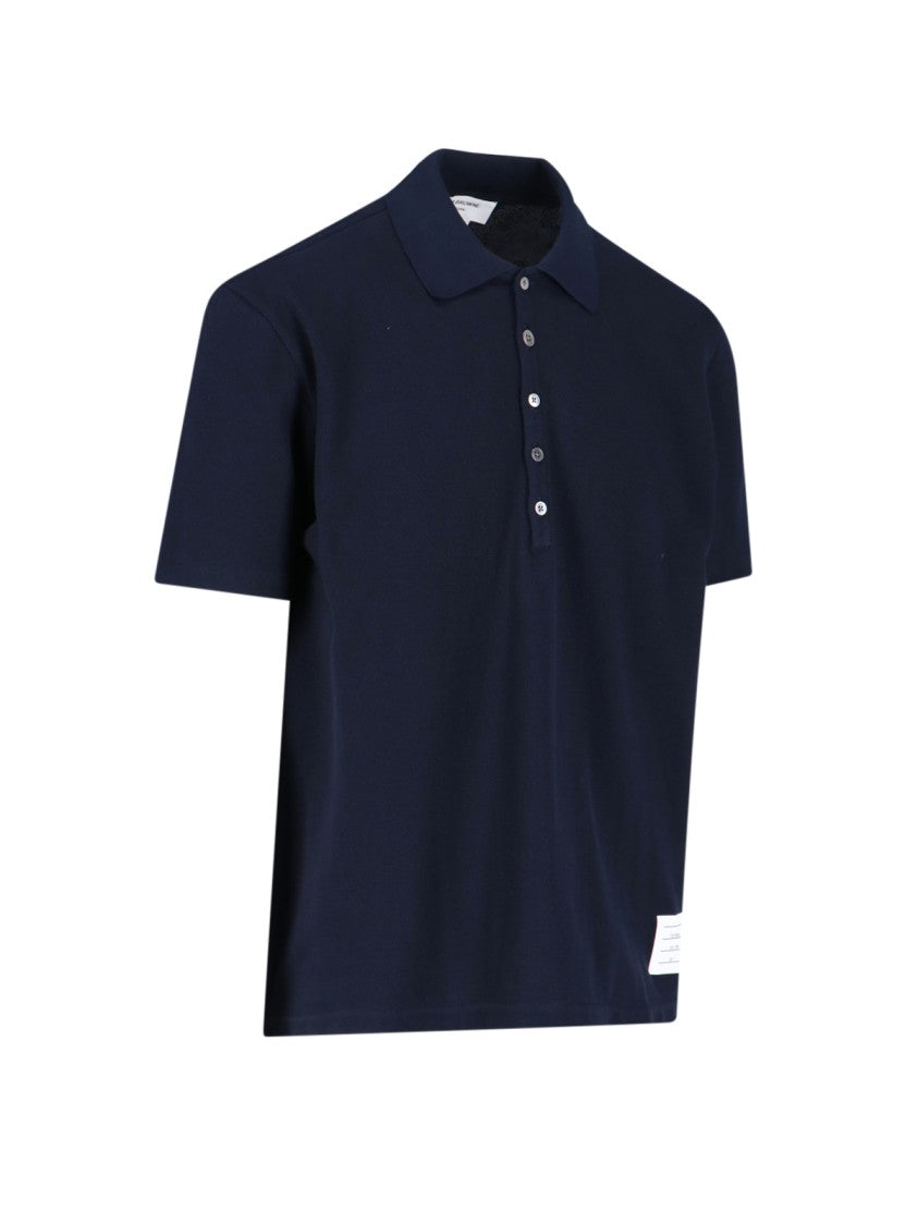 Thom Browne Tricolor Detail Polo Shirt – Blue