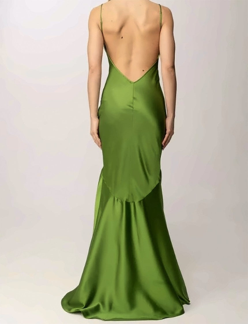 Elisabetta Franchi Red Carpet Satin Thin Straps Dress