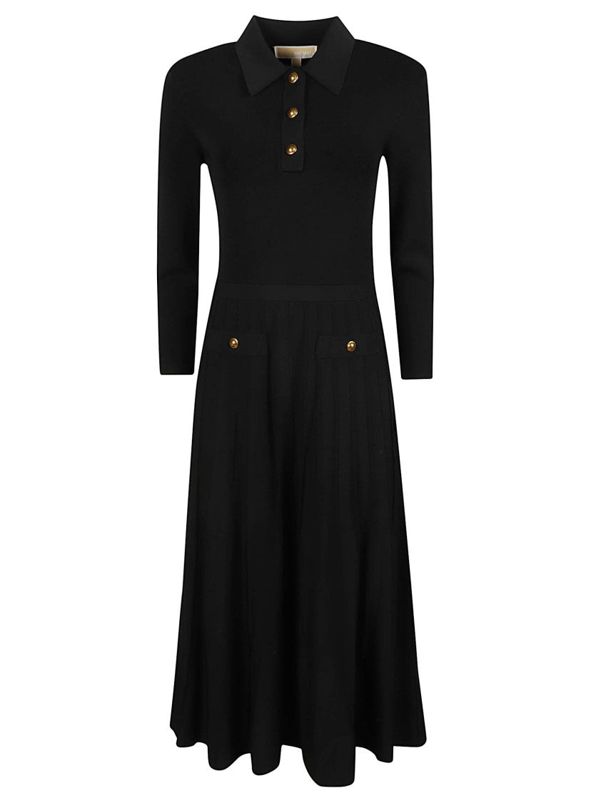 Michael Kors Polo Neck Pleated Recycled Viscose-Blend Midi Dress