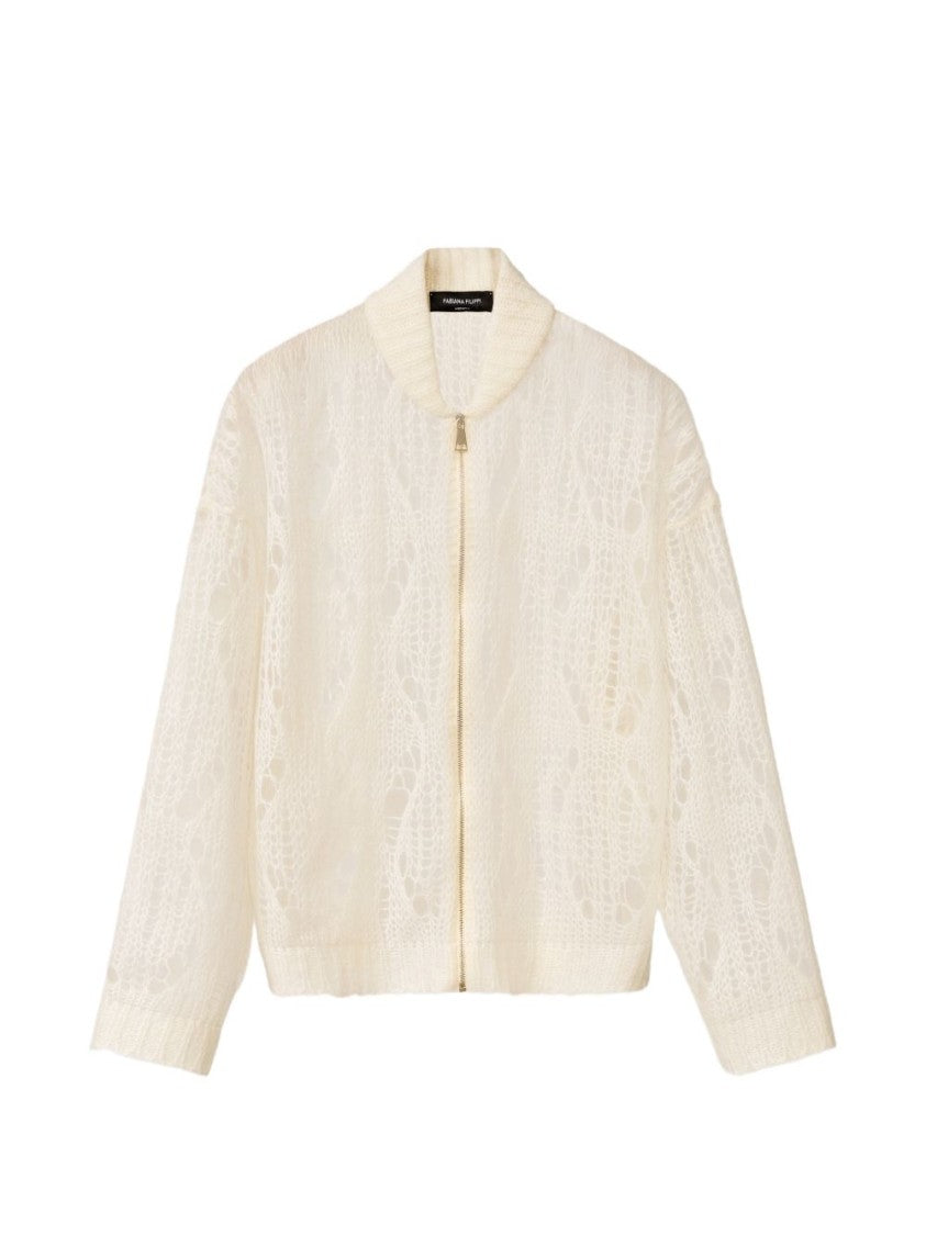 Fabiana Filippi Open-Knit White Jacket With Textured Design