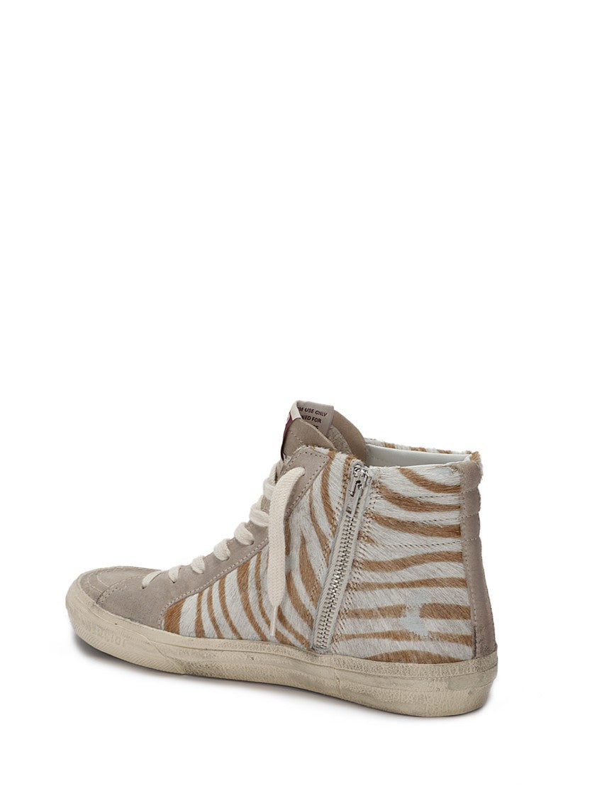Golden Goose High-Top Sneakers With Zebra-Print Leather And Suede Accents